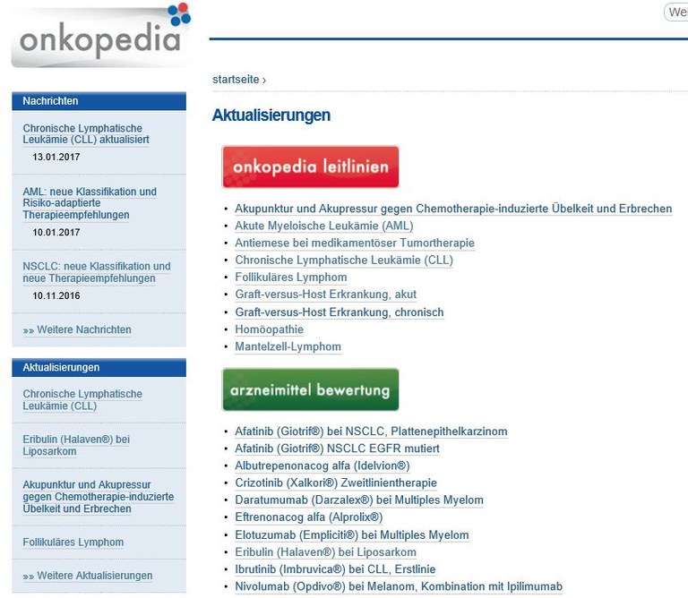 Onkopedia-Aktualisierungen